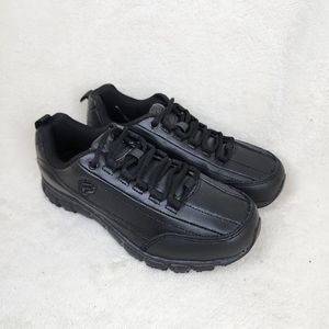 FILA Womens Black Faux Leather Lace-up Low Top Training Sneakers Size 6.5